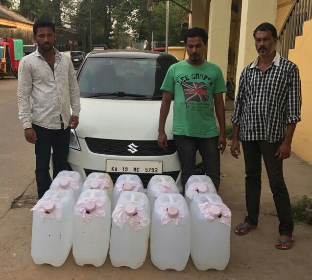 ಕಳ್ಳ ಭಟ್ಟಿ ಸಾಗಾಟ: ಮೂವರು ಆರೋಪಿಗಳ ಬಂಧನ